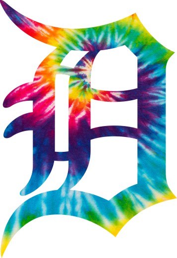 Detroit Tigers rainbow spiral tie-dye logo vinyl decal